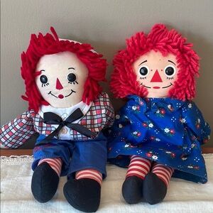 Classic Raggedy ann and Andy Doll Set with Red Hair
